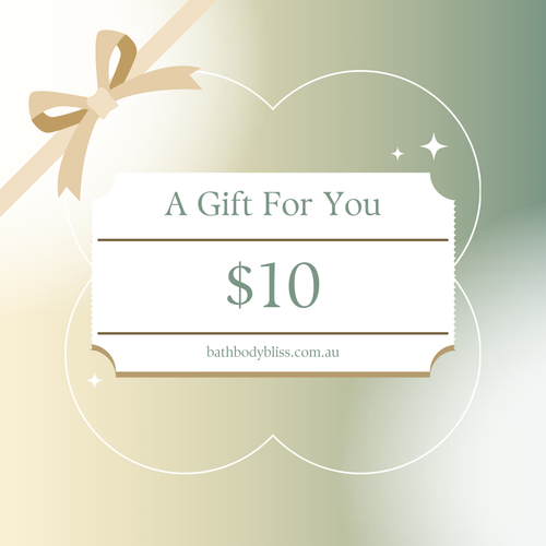 Gift certificate for $10 with a bow on a gradient background