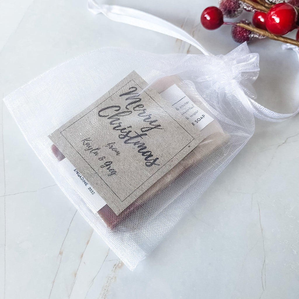 Christmas Guest Soap Slices  with Tag & Organza Bag