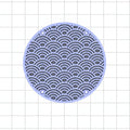 3D printed draining tray with a Japanese wave pattern, shown on a computer screen displaying a grid design software interface.