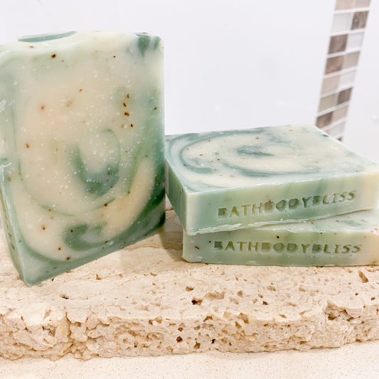 Green Tea & Mint - Handmade Natural Vegan Soap with Essential Oil & Green Tea FREE POST
