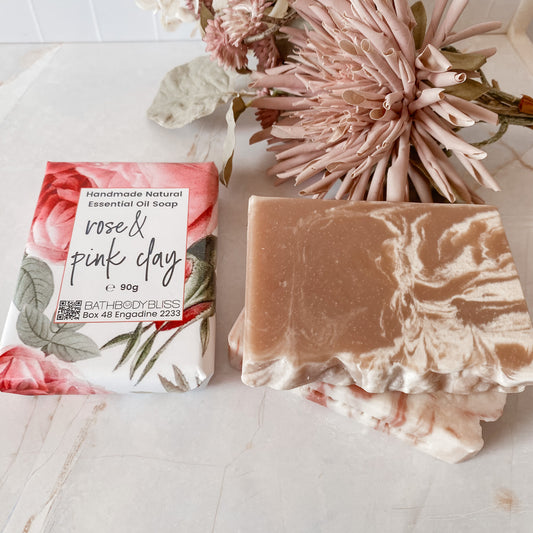 Rose & Pink Clay - Natural Handmade Vegan Soap with Essential Oil