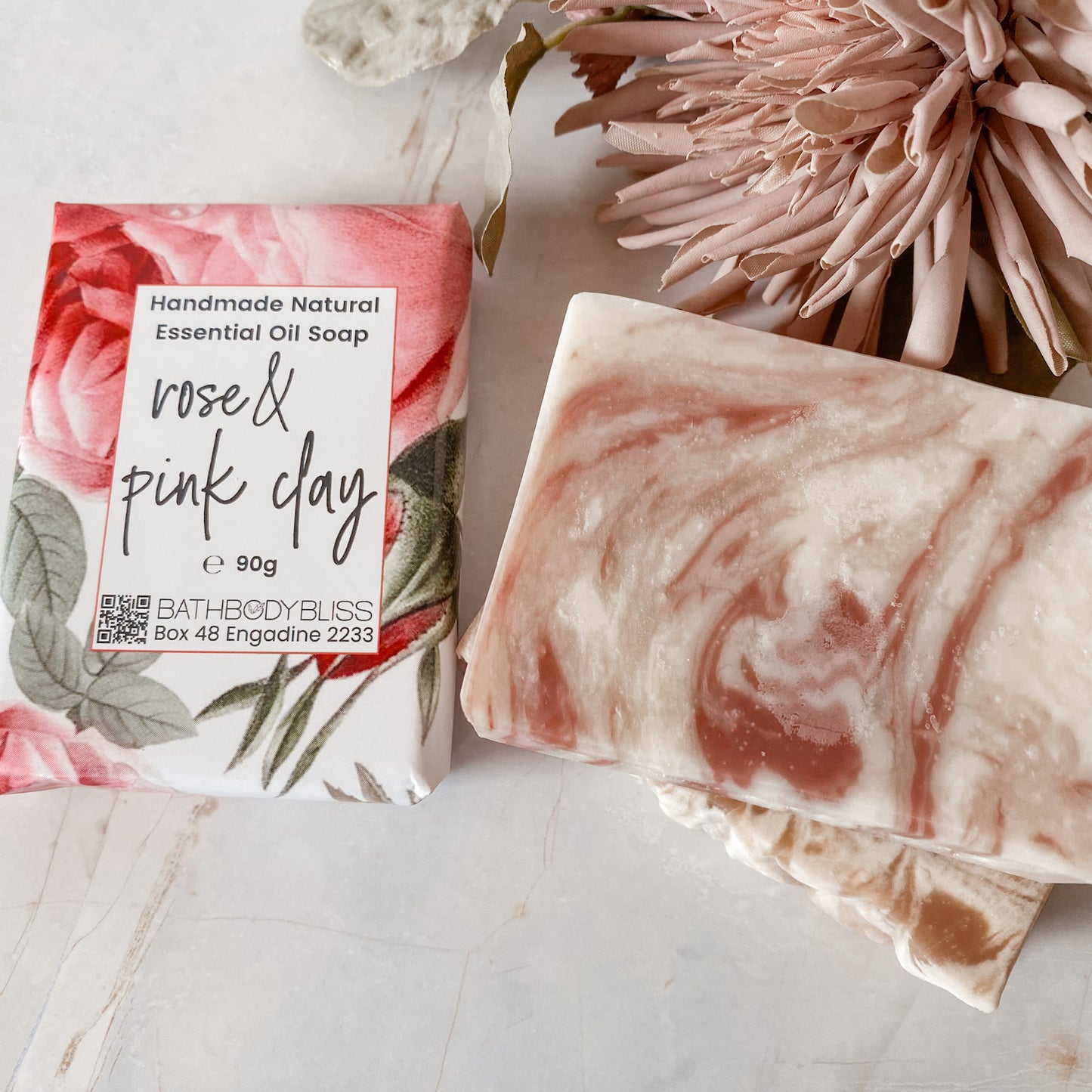 Rose & Pink Clay - Natural Handmade Vegan Soap with Essential Oil