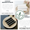 Bathbody Bliss lip balm packaging labels and blank lip balm tubes in black and white