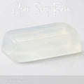 block of clear soap base on a white background with 'myBIGlitterystore' branding.