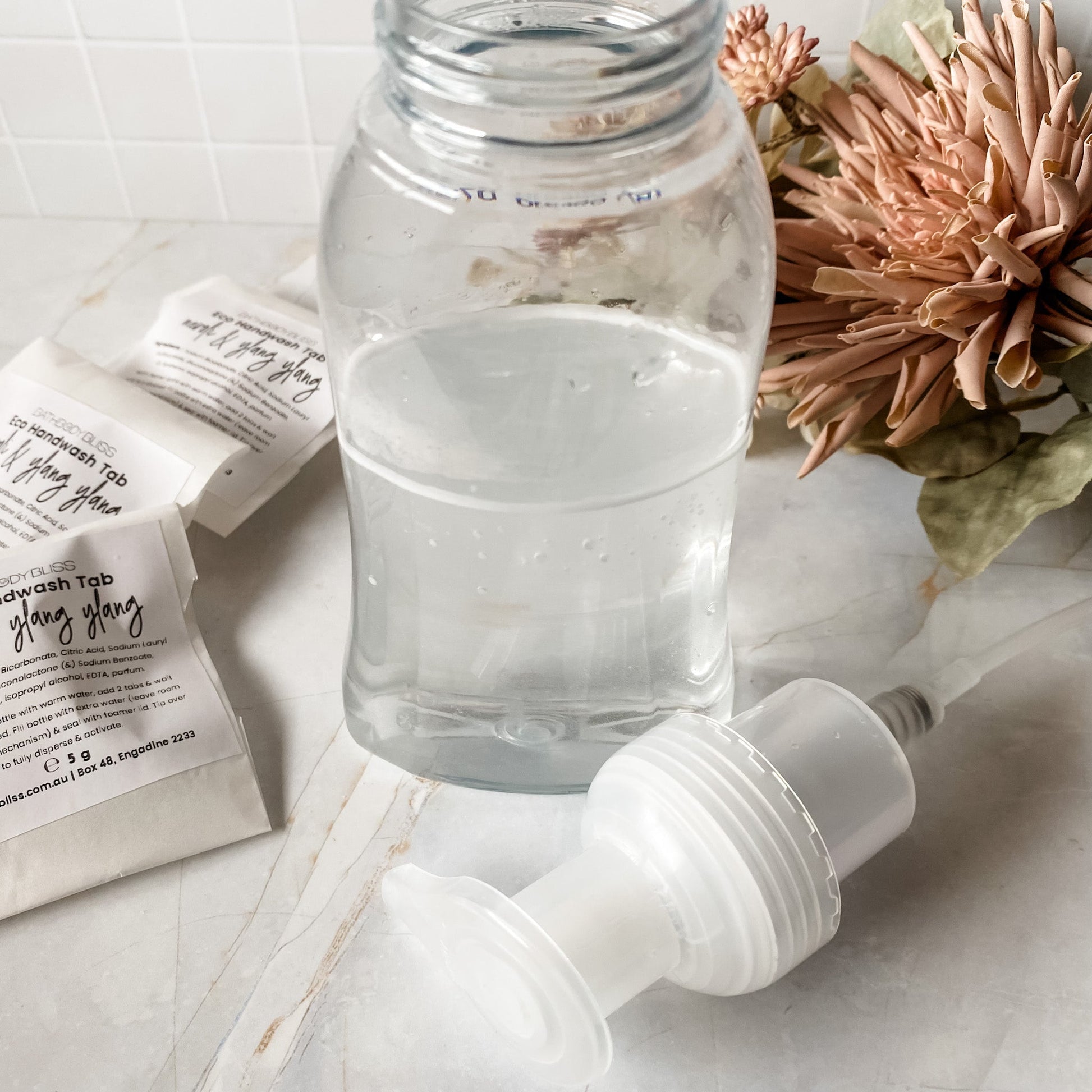 half-filled-foamer-bottle-ready-to-add-handmade-eco-foaming-handwash-tabs