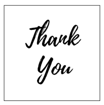white square with thank you print